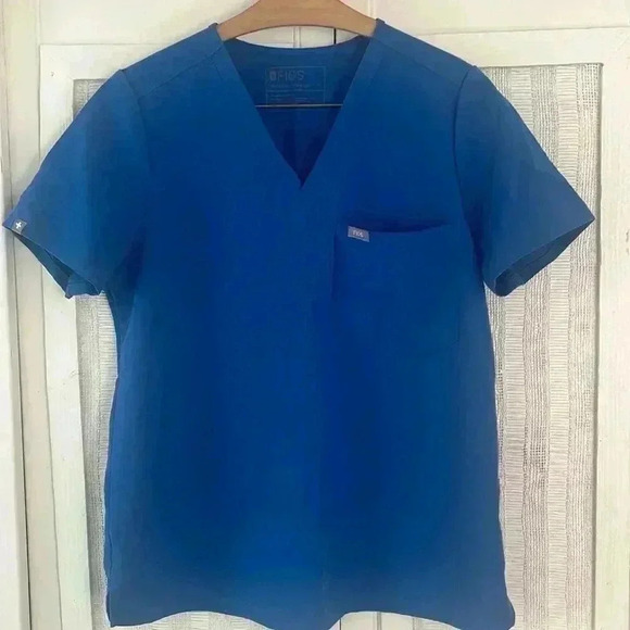 Figs Technical Collection Blue Scrub V-Neck Women's Size M - Picture 1 of 5